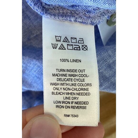 Tahari 100% Linen Button Up Shirt Size 2X Women’s Blue - Picture 4 of 7